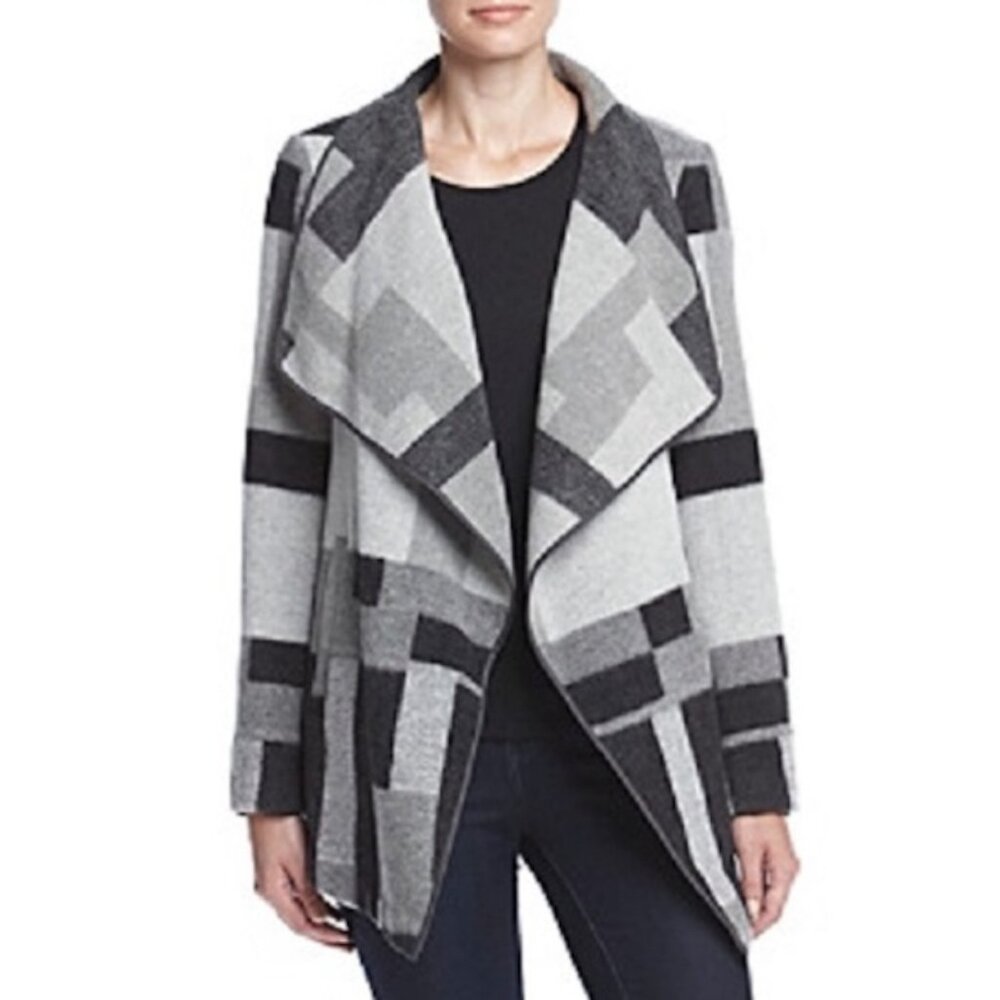 NWOT French Connection Wool Blend Open Front Wrap Coat